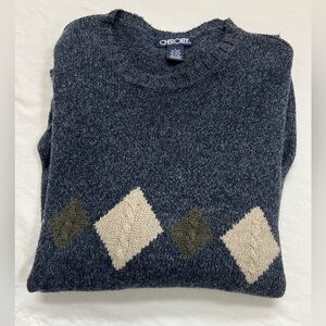 Cherokee Sweater Mens LARGE Diamond Pattern U-Neck Pullover Long Sleeves